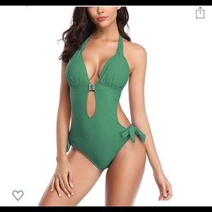 Green One Piece Bathing Suit Tummy Control
